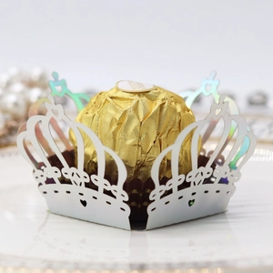 Laser-cut crown mirror paper chocolate wrapper for wedding party dessert decoration