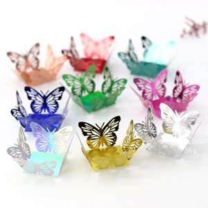 Hollow laser-cut butterfly gift boxes in various metallic mirror finishes and vibrant colors