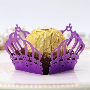 Detailed laser-cut purple crown hollow paper holder for chocolate or cupcakes