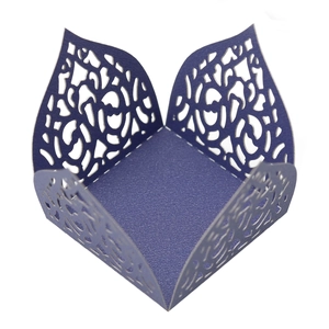 Detailed laser cut purple floral candy box with intricate filigree patterns and textures