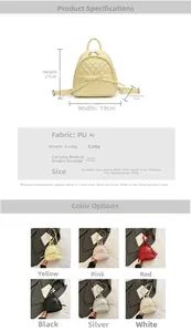 Dimensions et couleurs du mini sac à dos matelassé avec un design léger de 0,22 kg