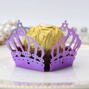 Laser Cut Crown Chocolate Wrapper Mirror Paper Candy Box For Wedding Birthday Party Table Decoration Favor Ornament