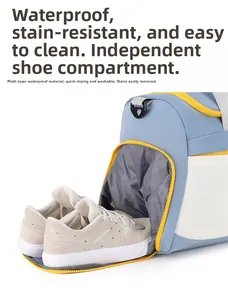 Travel bag featuring a separate ventilated shoe compartment and water resistant fabric