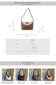 Size chart and color display of waterproof Oxford cloth tote bag showing four classic shades