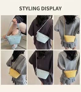 Vues détaillées du sac à bandoulière en cuir montrant plusieurs styles de porté et coloris