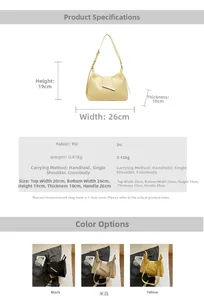 Detaillierte Größentabelle der PU-Ledertasche mit Maßen von 26x19x10 cm im Überblick