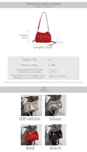 Tableau des tailles et options de couleurs pour le sac à bandoulière froncé nuage