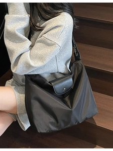 Large Capacity Oxford Cloth Tote Bag For Women Minimalist Casual Nylon Shoulder Crossbody Bag Leather Patchwork Satchel