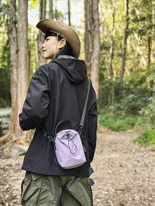 Purple nylon drawstring crossbody bag with detachable strap for outdoor sports leisure