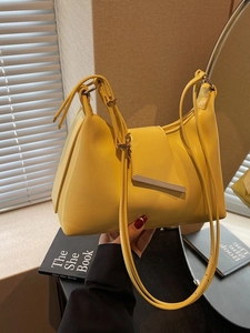 Minimalistische leuchtend gelbe PU-Leder Hobo-Tasche mit Schnalle und verstellbarem Gurt