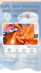 Detail of 100% combed cotton orange fabric with cute cartoon eyes print for kids top