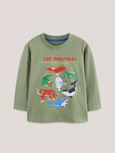 Kids Boys Long Sleeve T-Shirt Cotton Round Neck Top Predators Animal Graphic Print Autumn Western Style Casual Tee