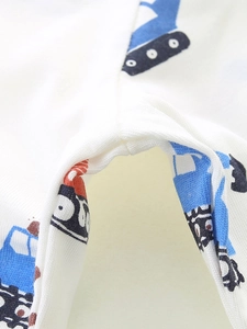 Kids long sleeve cotton T-shirt featuring a cartoon excavator print and quality stitching