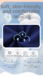 Close-up of deep blue combed cotton fabric showing soft knit texture and breathability