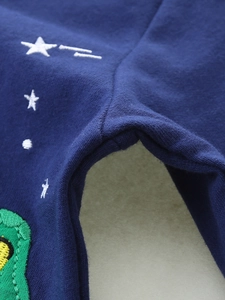 Boys navy blue cotton sweatshirt with white star and green dinosaur embroidery detail