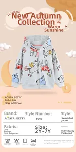 Détails du sweat à capuche zippé pour fille en coton avec motifs licorne et étoiles