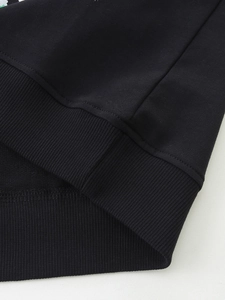 Kids black cotton sweatshirt with ribbed hem and high-quality French Terry inner fabric