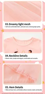 Detail of pink girls tulle dress featuring a soft cotton neckline and ballet dancer print