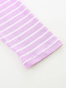 Robe en tricot à manches longues pour filles avec détails à rayures violettes et blanches