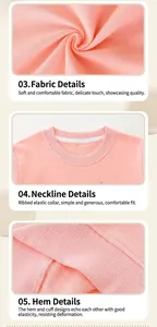 Vue détaillée du sweat rose montrant le col rond côtelé et le tissu doux en coton
