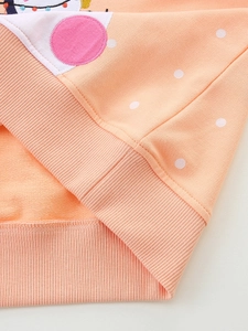 Girls orange polka dot sweatshirt with embroidery and breathable French Terry inner texture