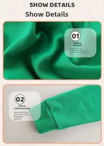 Close-up of soft green knit fabric texture and high-quality stitching on boys' sweatshirt