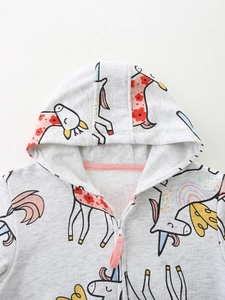 Veste à capuche d'automne pour filles avec motifs animaux et fermeture éclair