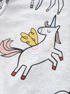 Sweat à capuche en coton gris pour filles avec imprimé licorne coloré pour l'automne