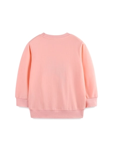 Sweat rose pour filles avec broderie licorne, col rond et poignets côtelés