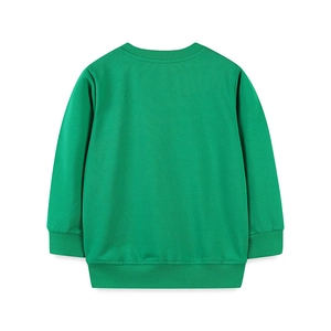 Back view of classic emerald green long sleeve sweatshirt for boys in soft cotton fabric