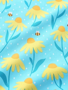 Girls long sleeve cotton sweatshirt featuring daisy floral print and bee patterns