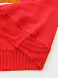 Christmas boy long sleeve sweatshirt in red knit fabric with rib-knit cuffs and hem