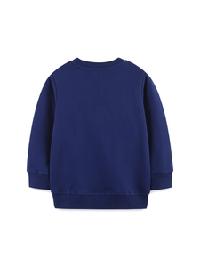 Felpa Natalizia per Ragazzi in Cotone con Renna Ricamata Blu Marino Manica Lunga Girocollo Pullover per Bambini Top Festivo