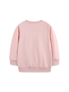 Maglione in maglia rosa a maniche lunghe per bambine visto dal retro pulito