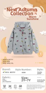 Detailed fabric label of kids dinosaur hoodie showing 70% cotton and 30% polyester blend