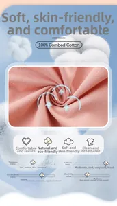 Détail du tissu 100% coton peigné avec icônes de douceur et d'épaisseur du tissu