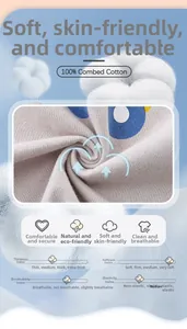 Dettaglio del tessuto in 100% cotone pettinato con stampe di cartoni blu per maglia bimbo