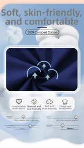 Détail du tissu bleu foncé 100% coton peigné montrant une texture douce et une matière respirante