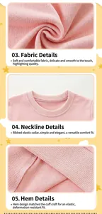 Detail of pink knitted cotton sweatshirt showing ribbed neckline and fine fabric texture