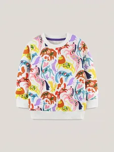 Girls Casual Cotton Animal Print Sweatshirt Crew Neck Long Sleeve Pullover Top For Toddler Autumn Fashion Sportswear