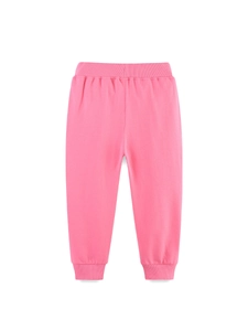 Pantalon de sport en coton rose pour fille avec taille élastique et chevilles côtelées