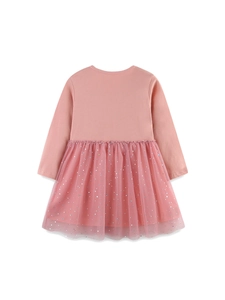 Robe de princesse rose à manches longues pour filles avec jupe en tulle pailleté