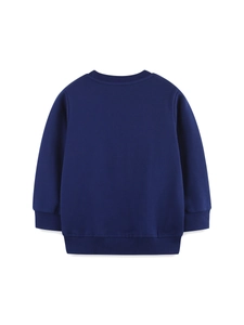 Sweat-shirt bleu marine pour enfants à manches longues et bords-côtes, vue arrière