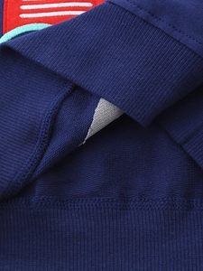 Sweat enfant bleu marine avec doublure en molleton bouclé et finitions côtelées
