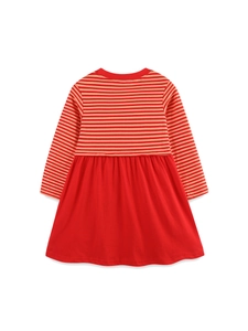 Robe rouge à manches longues pour filles avec rayures et jupe plissée de Noël