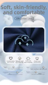 Detail view of 100% soft combed cotton fabric on navy blue kids' autumn trousers