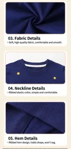 Détails de l'encolure côtelée et de la texture en coton sur le sweat-shirt bleu pour garçons