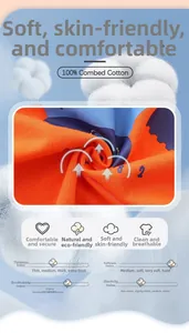 Détail du tissu 100% coton peigné avec motif géométrique tricoté orange et bleu