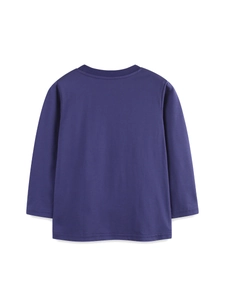 Fashionable dark purple cotton long sleeve T-shirt for boys shown from back view