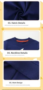 Details des dunkelblauen Baumwoll-Sweatshirts mit Rippstrick-Ausschnitt und weichem Stoff